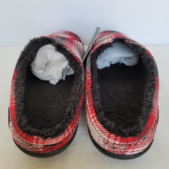 TOMS Mens Berkeley Faux Fur Lined Slip-On Slippers-Red Plaid- Men's Size 10 - Picture 7 of 13